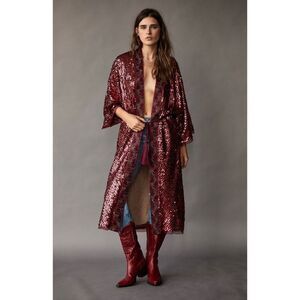 Free People Light Is Coming Kimono Sequin Embellished Duster Jacket $299
